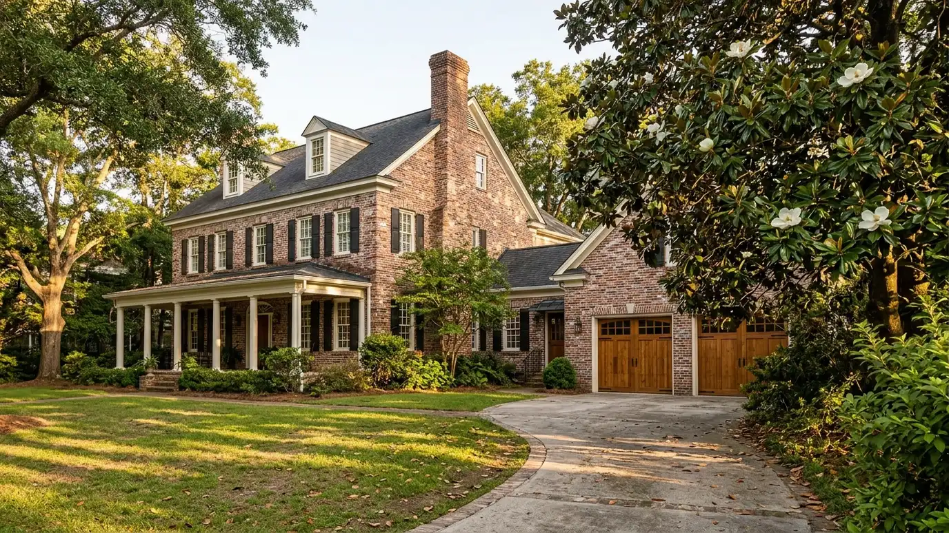 A well-kept home in Columbia, Tennessee with a clean garage door on a quiet street