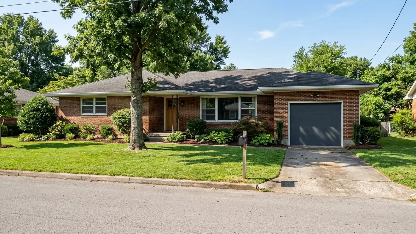 A well-kept home in Donelson, Tennessee with a clean garage door on a quiet street