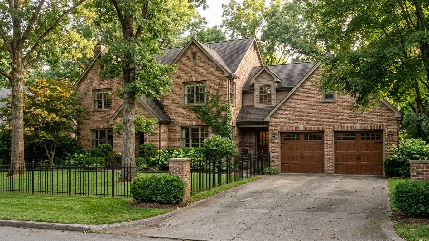 A well-kept home in Green Hills, Tennessee with a clean garage door on a quiet street