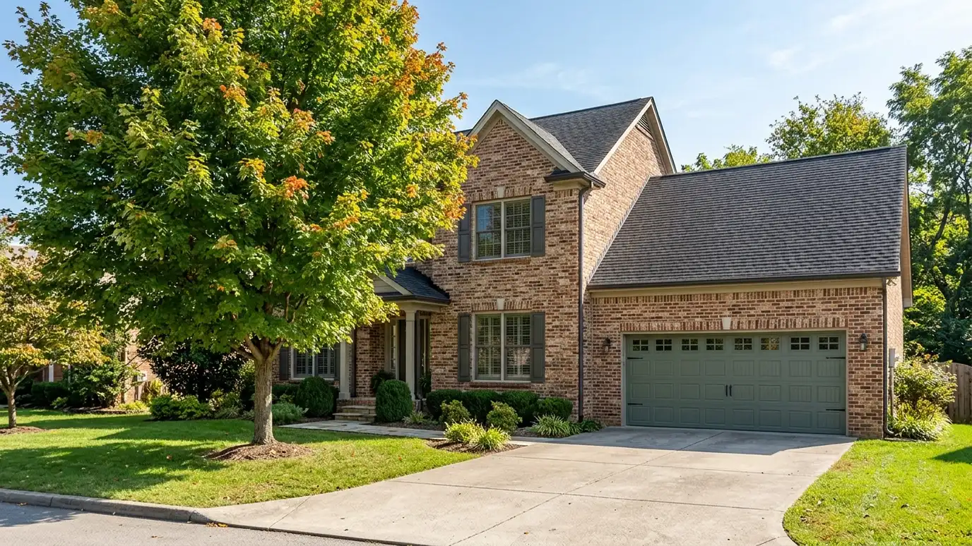A well-kept home in Hermitage, Tennessee with a clean garage door on a quiet street