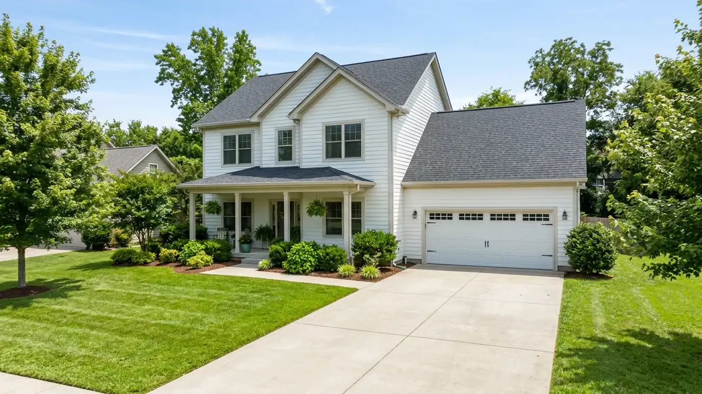 A well-kept home in White House, Tennessee with a clean garage door on a quiet street